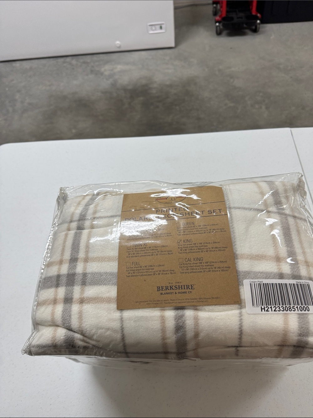 Berkshire Cream and Tan Plaid Fleece Throw
